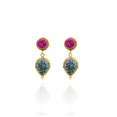 Leen Temple Druzy Earrings Pink Blue - The Pashm